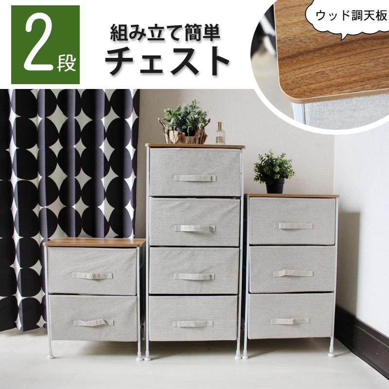 2段チェスト 組立簡単 収納ボックス 幅45×奥行30×高さ55cm タンス
