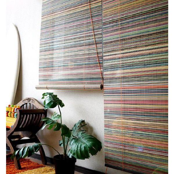 2本セット】竹 ロールスクリーン 88×180cm マルチボーダー ロール
