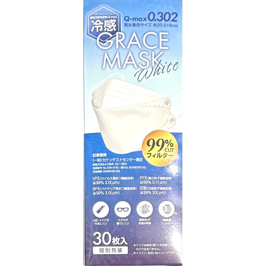 GRACE MASK グレースマスク 接触冷感 white 30枚入 個包装「衛生商品の