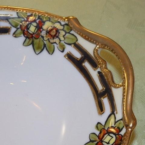 ノリタケ オールドノリタケ 手付きオーバルプレート 金彩 花紋 M