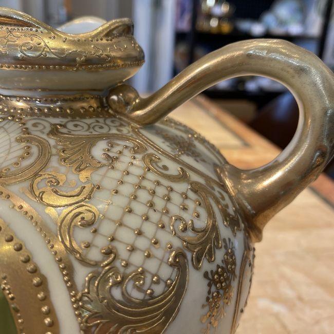 ノリタケ オールドノリタケ ポートレート金盛上薔薇紋双耳花瓶