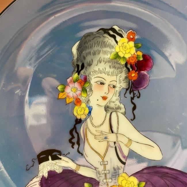 オールドノリタケ ポンパドール夫人 飾り皿 ブルーラスター彩 M オールドノリタケ ポンパドール夫人 飾り皿 ブルーラスター彩 M