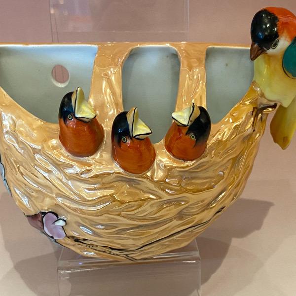 ノリタケ オールドノリタケ 壁掛け花瓶 アールデコ ラスター彩 鳥