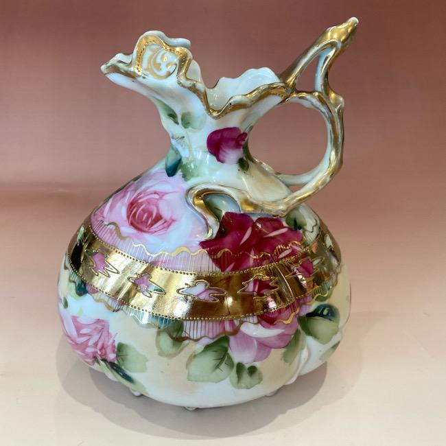 オールドノリタケ メイプルリーフ 金盛り バラ絵 ウィー ン世紀末 花瓶