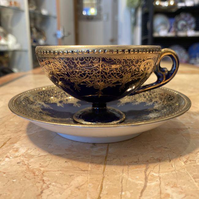 ノリタケ オールドジャパン コバルト 金盛藍線帯華装飾紋 カップ ノリタケ オールドジャパン コバルト 金盛藍線帯華装飾紋 カップ