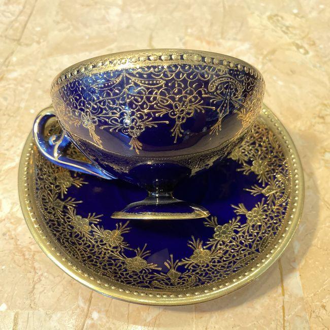 ノリタケ オールドジャパン コバルト 金盛藍線帯華装飾紋 カップ ノリタケ オールドジャパン コバルト 金盛藍線帯華装飾紋 カップ