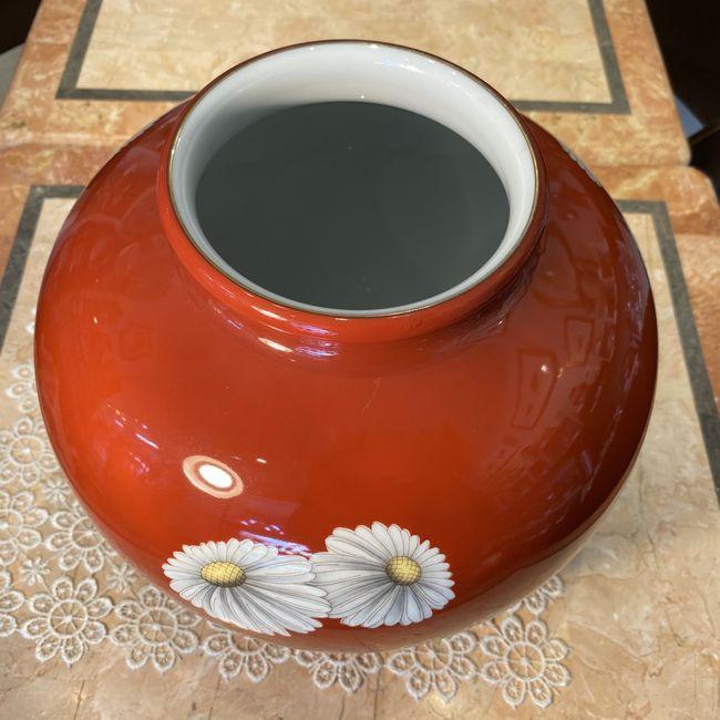 オールドノリタケ 日陶 朱地白菊 花瓶 フラワーベース（特大）28cm