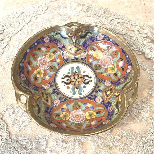 ノリタケ オールドノリタケ 幾何学 花紋 手描きプレート