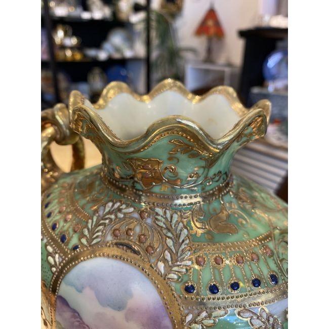 ノリタケ オールドノリタケ 風景画 プレッツエルハンドル 花瓶