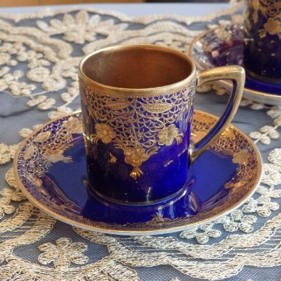 ノリタケ オールドノリタケ コバルト 金盛藍線帯華装飾紋 カップ ノリタケ オールドノリタケ コバルト 金盛藍線帯華装飾紋 カップ