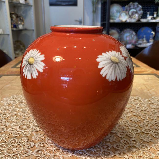 オールドノリタケ日陶 朱地白菊花瓶(小) フラワーベース 16cm オールドノリタケ日陶 朱地白菊花瓶(小) フラワーベース 16cm