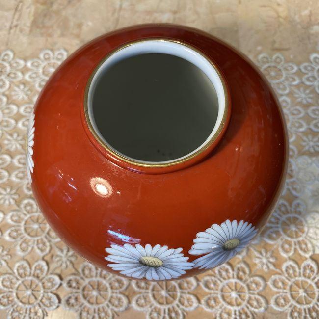 オールドノリタケ日陶 朱地白菊花瓶(小) フラワーベース 16cm オールドノリタケ日陶 朱地白菊花瓶(小) フラワーベース 16cm