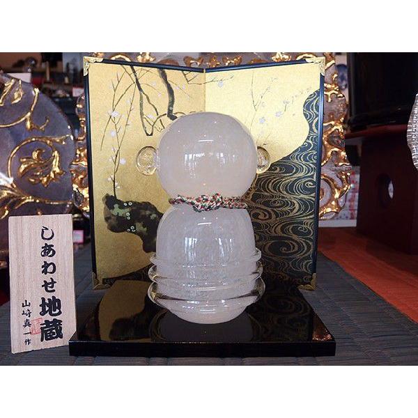 粋工房 しあわせ地蔵 縁起物置物 山崎真一作 クリスタル : リビングT&S