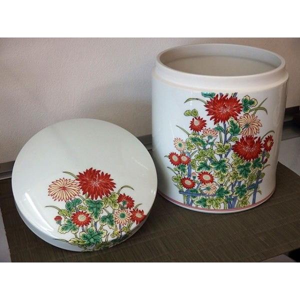 有田焼・弥左エ門 「菊」 メモリアルポット 小物入れ 骨壺（桐箱付き