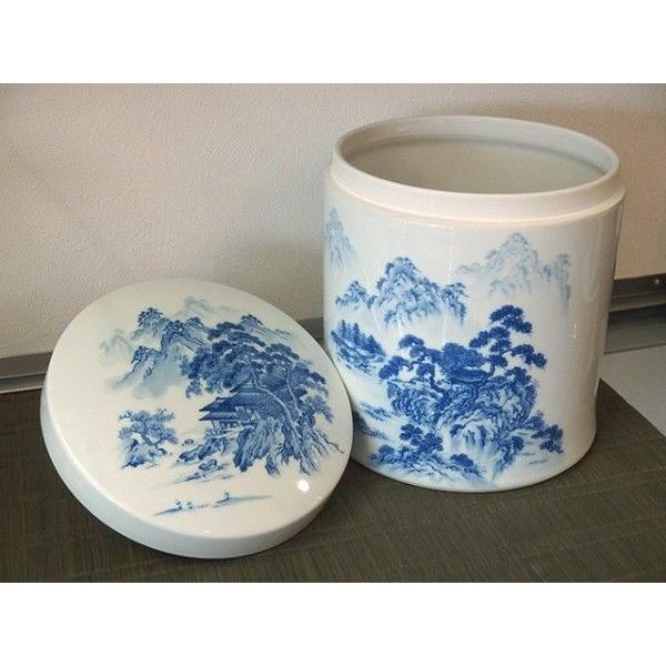 有田焼・弥左エ門 「山水」 メモリアルポット 小物入れ 骨壺（桐箱付き
