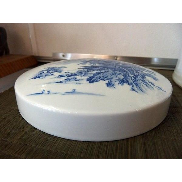 山水画の陶器小物入れ 有田焼・弥左エ門 「山水」 メモリアルポット 小物入れ 骨壺（桐箱付き