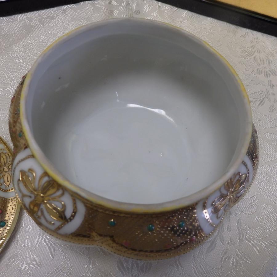 オールドノリタケ 三足 風景画 エナメル盛り ディッシュ メイプルリーフ