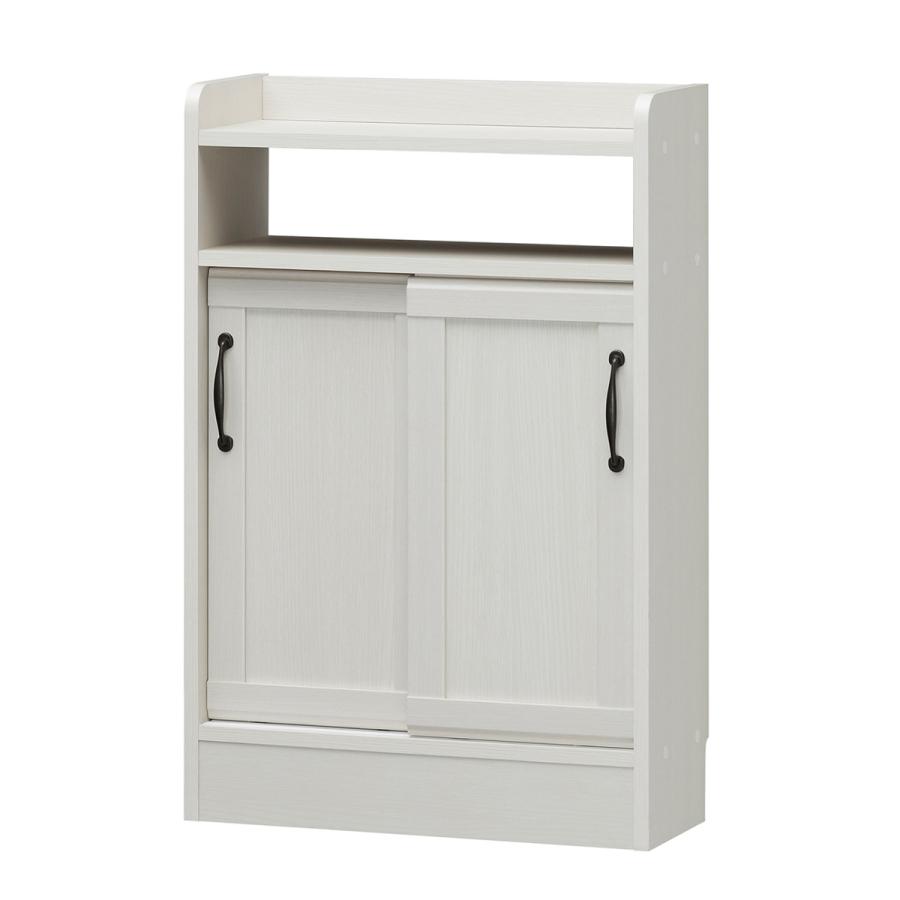 白井産業 薄型キャビネット 幅56.3cm カウンター下収納 引戸 フレンチ  