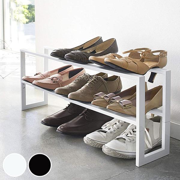 シューズラック 伸縮 ライン 2段 山崎実業 （ スリッパスタンド