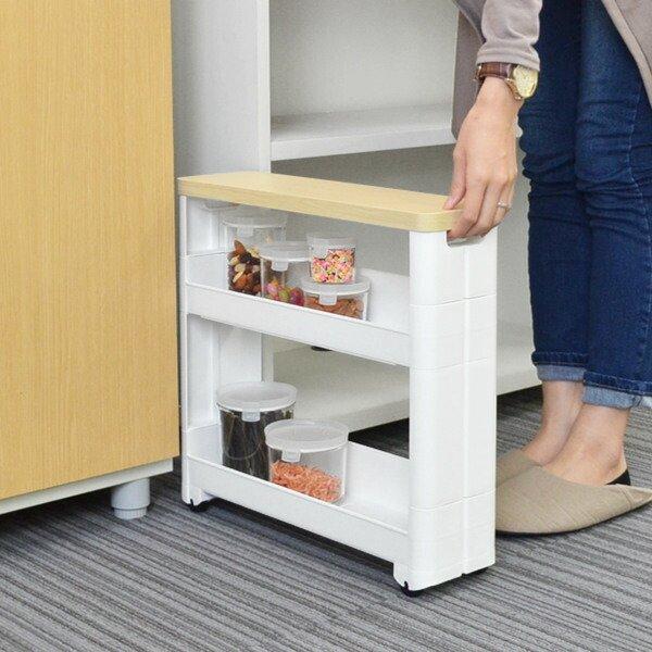 隙間収納 トイレ収納 スリム スマートワゴン サニタリー 幅12.5cm 奥行45cm 3段 天板付き 組立式 （ すき間収納 すき間 収納 隙間 サニタリーラック ） | 不動技研