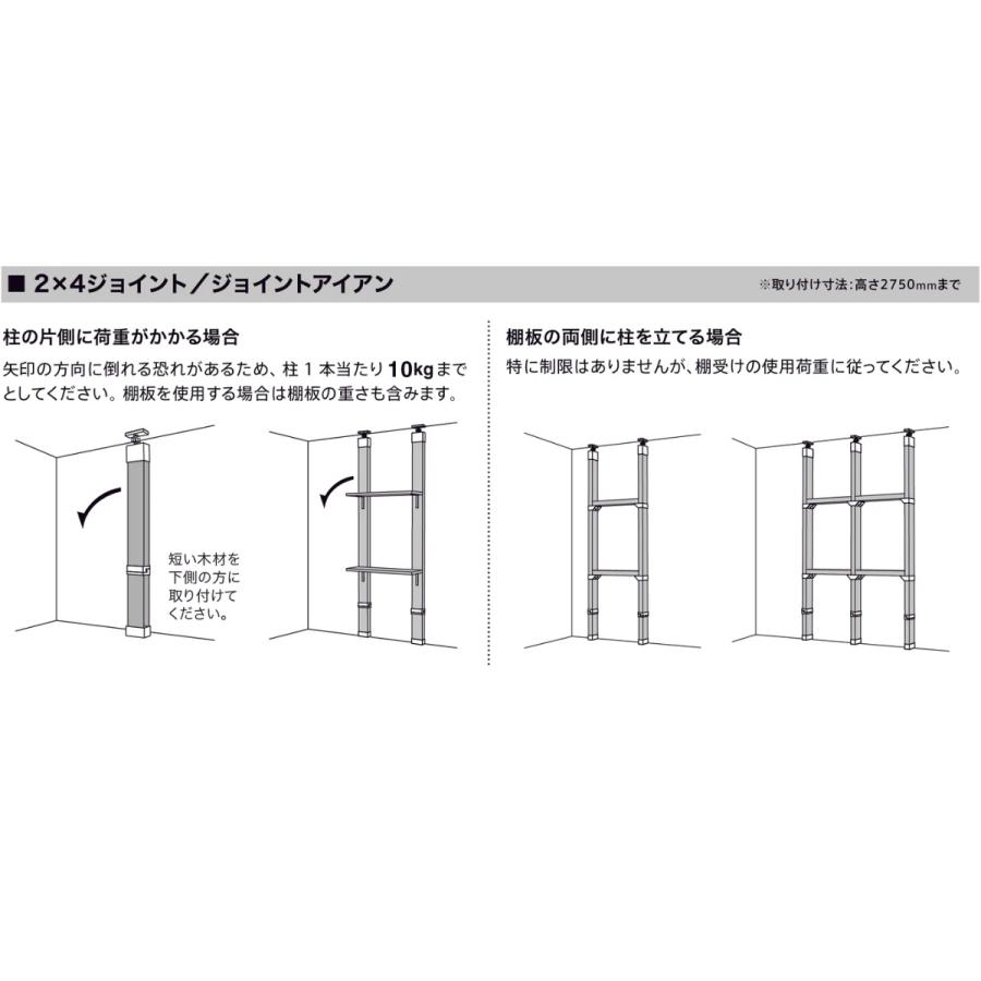 ジョイント 継ぎ手 LABRICO ラブリコ DIY パーツ 2×4材 棚 ラック 同色1セット （ 部品 連結 2×4専用 突っ張り つっぱり 壁 収納 壁面収納 賃貸 簡単取付 ）｜livingut｜23