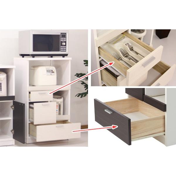 □在庫限り・入荷なし□ レンジ台 家電ラック 米びつ付 ライフ 木目調