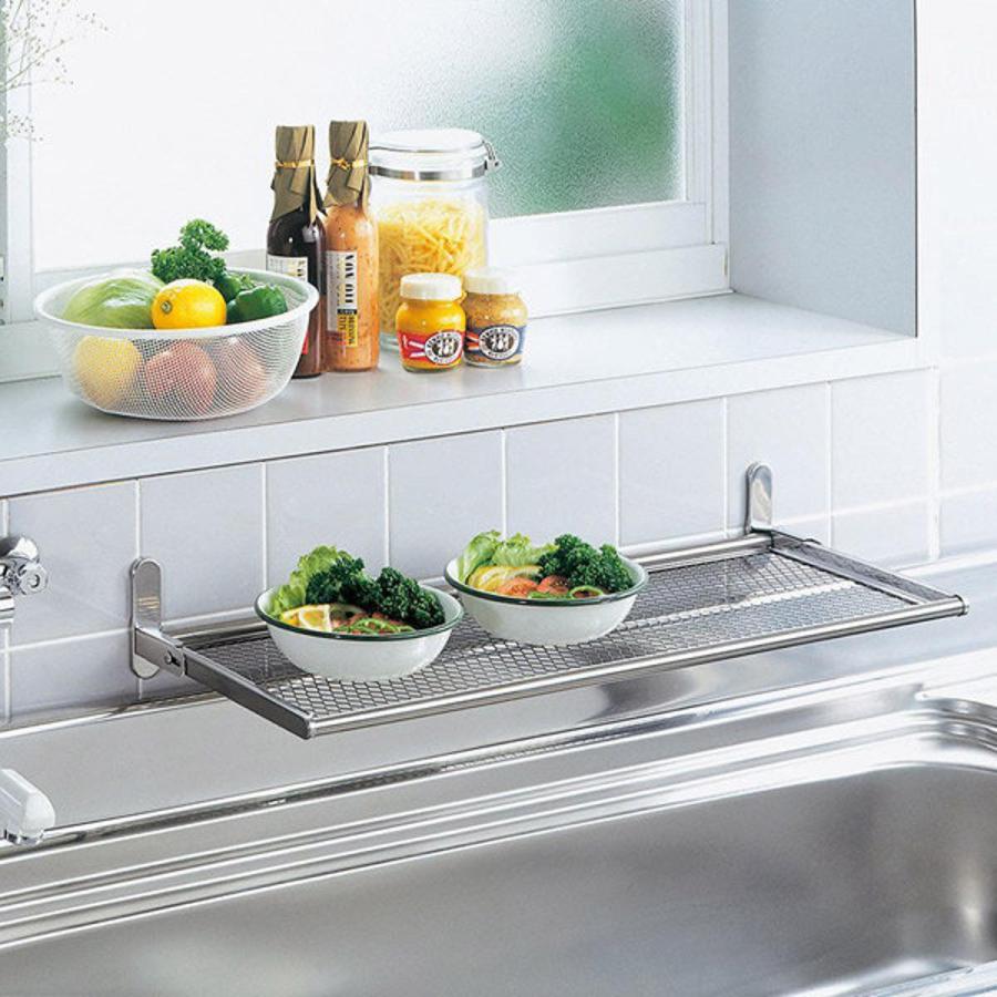 網棚 水切りネット棚 幅30cm ねじ止めタイプ ステンレス 折り畳み式