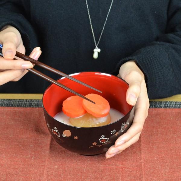 どんぶり 黒 夢うさぎ 食洗機対応 プラスチック製 （ 和食器 丼 丼椀