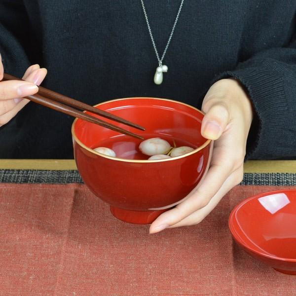 吸物椀 溜渕金 食洗機対応 プラスチック製 ふた付き （ 和食器 吸い物