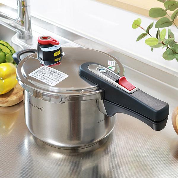 ワンダーシェフ 圧力鍋 4L IH対応 20cm 圧力切替 エリユム 片手 ワンダーシェフ 圧力鍋 4L IH対応 20cm 圧力切替 エリユム 片手