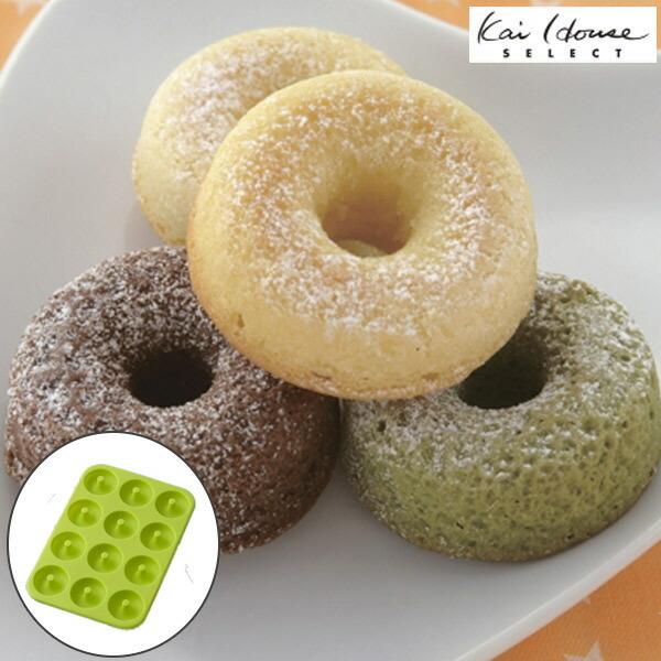 ミニドーナツ型　シリコン製　ケーキ型　12個取 （ 焼きドーナツ ミニドーナツ プチドーナツ ドーナッツ ドーナツ シリコンケーキ型 シリコン型 製菓道具 ） の商品画像