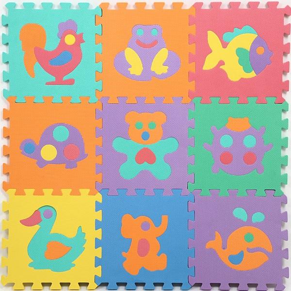 パズルマット ジョイントマット 動物 9枚入り 厚さ1.4cm