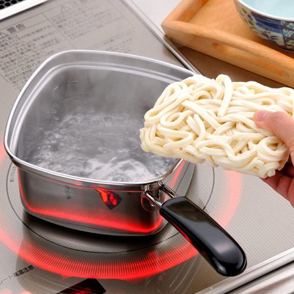 ラーメン屋用小さい型の麺鍋です。 ラーメン鍋 18cm 浅型 アルミ製 味覚探訪 韓国編 両手鍋 （ ガス火専用