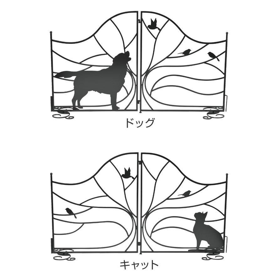 シルエットゲート　Tree＆Dog　Tree＆Cat （ 柵 ゲート 仕切り 折りたたみ式 エクステリア おしゃれ 衝立 犬 DOG 猫 ネコ CAT セトクラフト ）