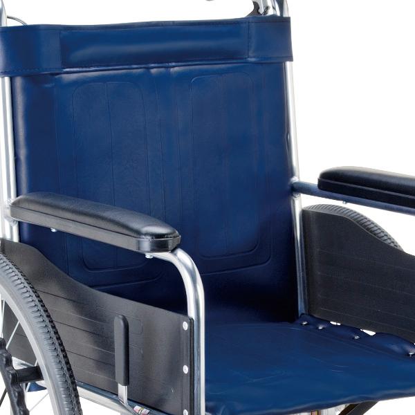 マキテック 車いす アルミ製 自走式 背固定 紺（ビニールレザーシート