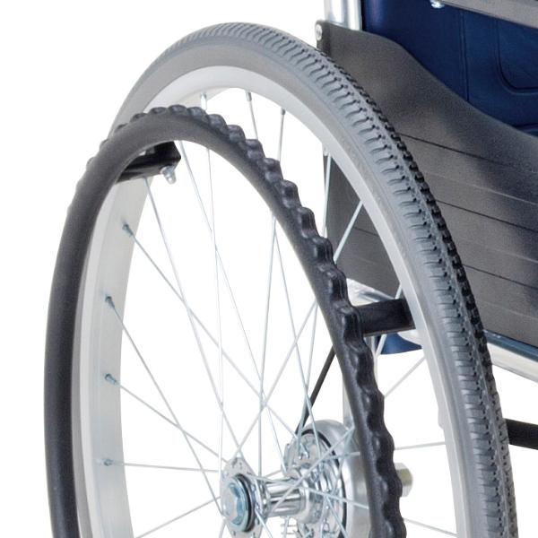 マキテック 車いす アルミ製 自走式 背固定 紺（ビニールレザーシート
