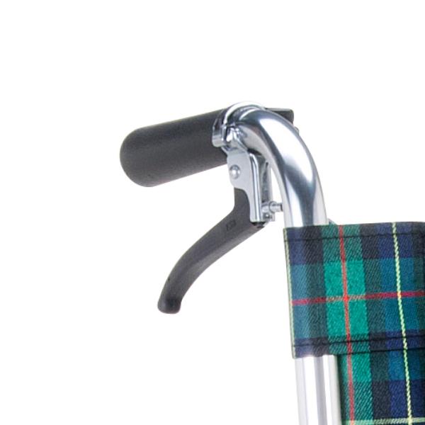 マキテック 車いす アルミ製 自走式 背固定 緑チェック（ナイロン