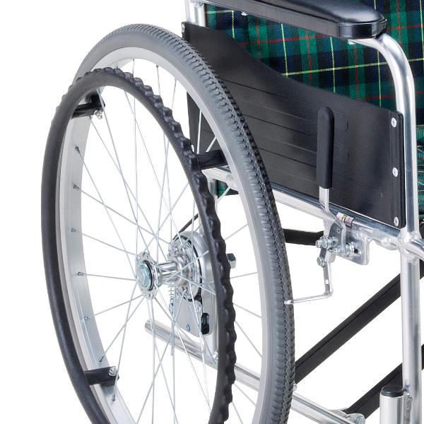 マキテック 車いす アルミ製 自走式 背固定 緑チェック（ナイロン