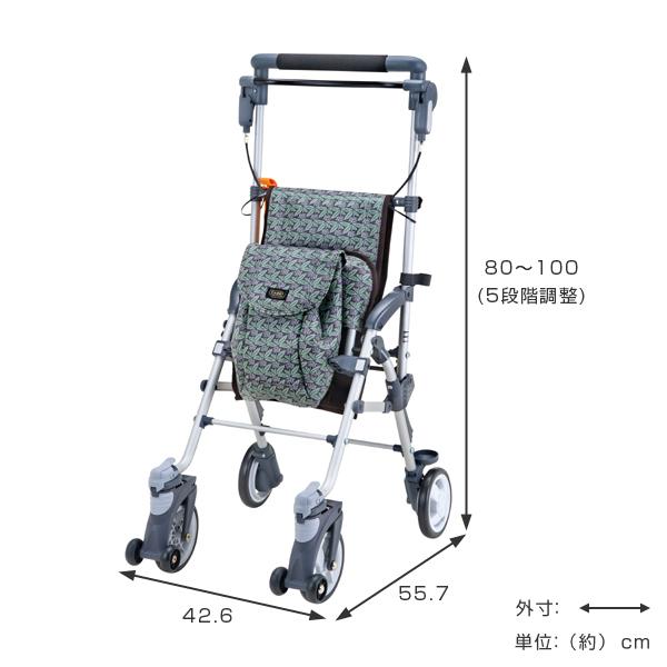 シルバーカー コンパクトタイプ キャリースルーンN 軽量 コンパクト おしゃれ （ カート 歩行器 歩行車 折りたたみ アルミ製 歩行補助 介護 高齢者 ）｜livingut｜02