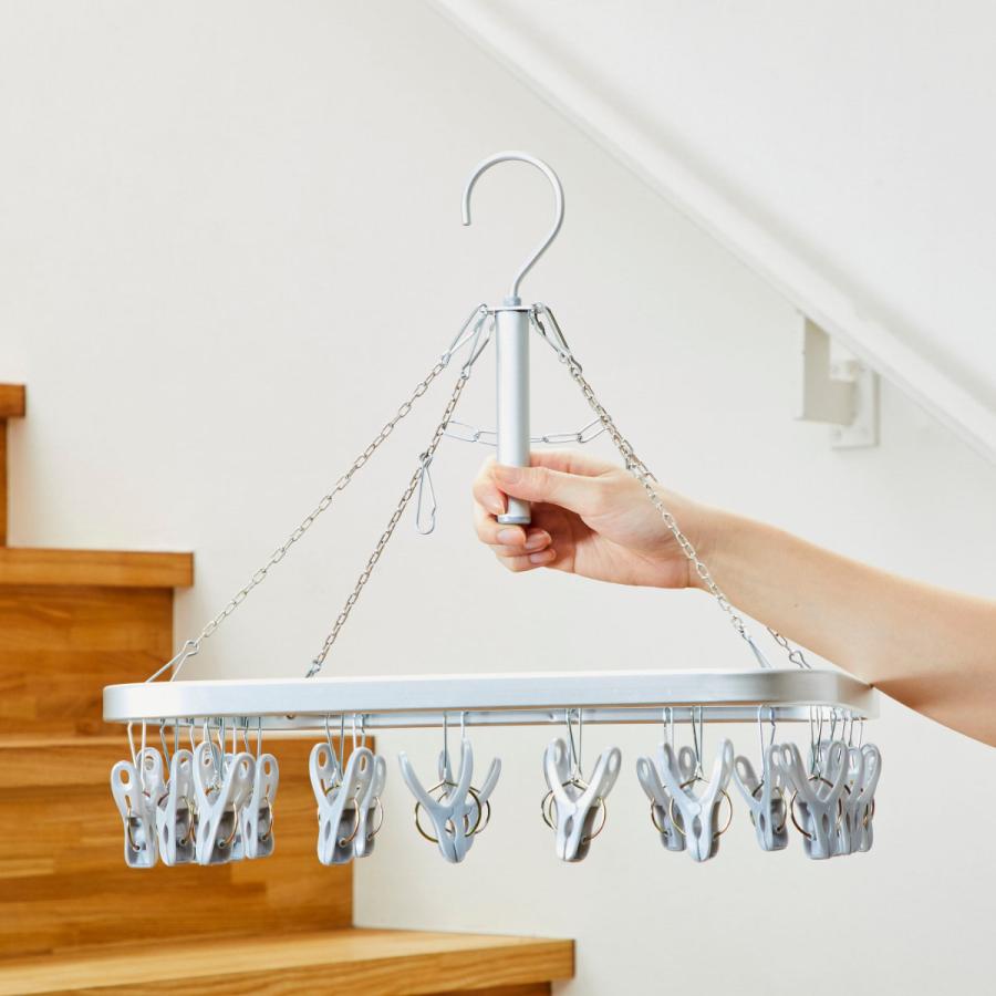 アイセン 洗濯ハンガー 軽量アルミハンガー 角ハンガー ピンチ20個