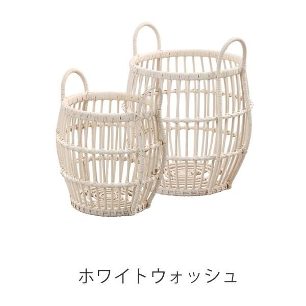 籐 ラタン バスケット 大小2個組 （ ランドリーバスケット 籐かご 収納