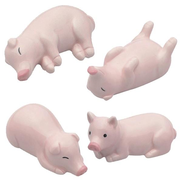 箸置き ブタ 4個セット （ 箸おき ぶた セット 陶器 ） : リビングート