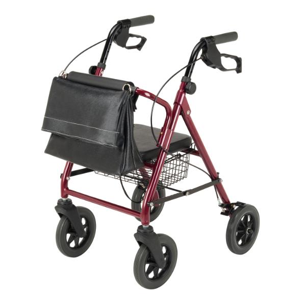 【歩行器　歩行車】マキテック歩行丸 (バッグ付) ワインレッド マキテック 歩行車 歩行丸 バッグ付 （ 歩行車 歩行器 歩行補助