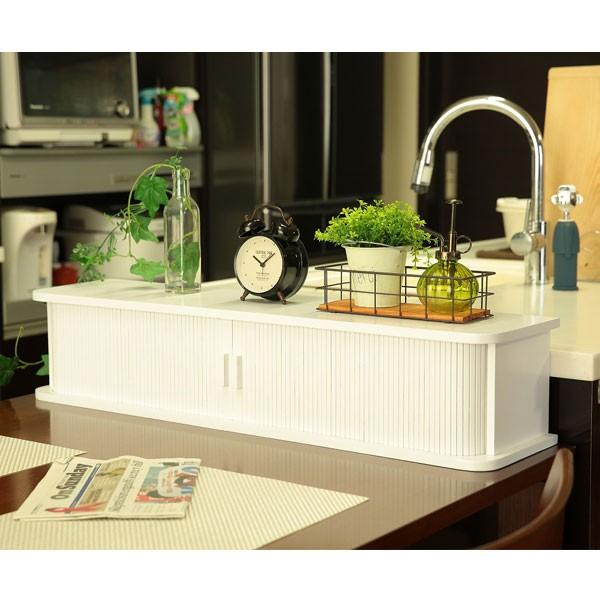 カウンター上収納 ジャバラ式キッチンカウンター上収納庫 幅90cm （ 調味料ラック キッチン収納 スパイスラック ）