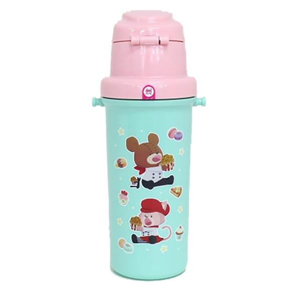 子供用水筒 直飲みプラワンタッチボトル プラスチック製 くまのがっ