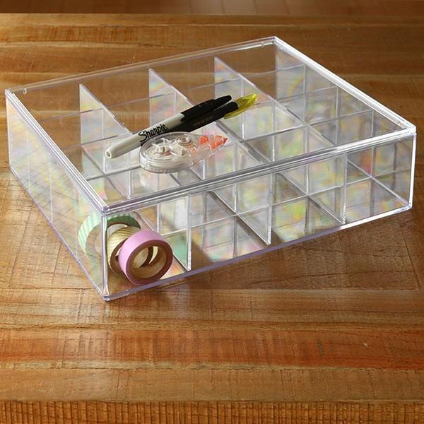 今月限定 特別大特価 クリアケース ふた付き 16分割 4個セット 透明 プラスチック 収納 デスコシリーズ 小物収納 小物入れ 小物ケース 最新人気 Formacionti Cl