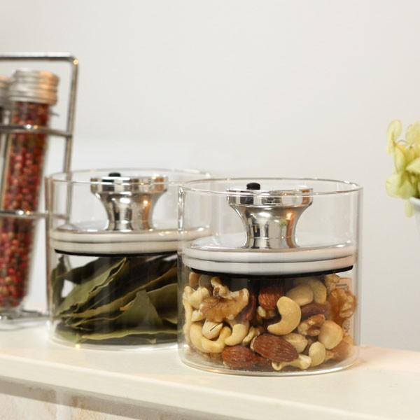 保存容器 600ml 密閉 ガラスキャニスター エアリデューサー スリム S