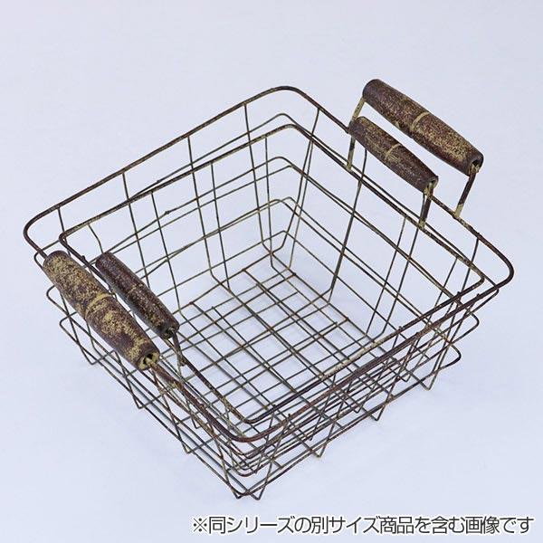 ワイヤーバスケット アンティーク風 約 幅18×奥行18×高さ10cm 角型 持ち手付き （ バスケット かご 収納 小物入れ ）｜livingut｜06