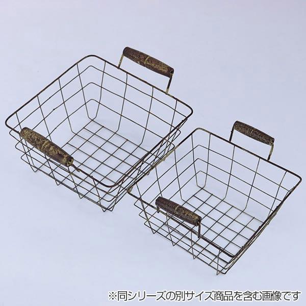 ワイヤーバスケット アンティーク風 約 幅18×奥行18×高さ10cm 角型
