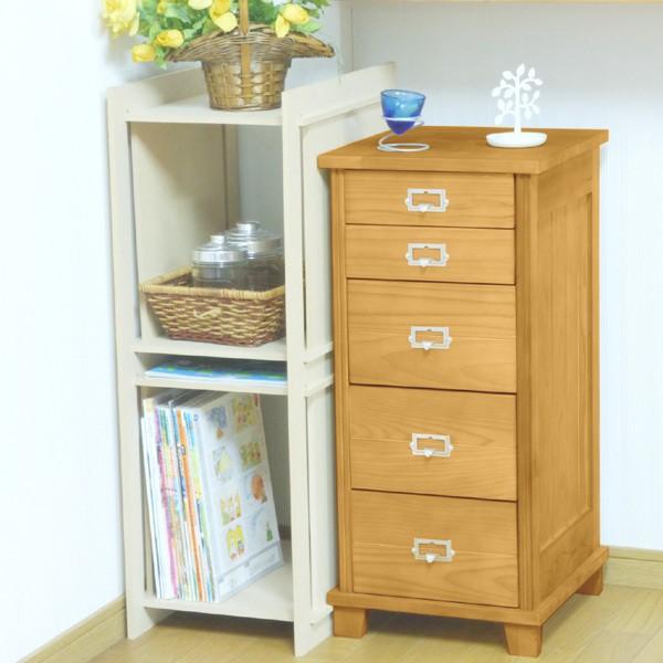 木製スリムチェスト 5段　[送料込] スリムチェスト 5段 天然木 A4収納 幅32cm （ チェスト ハイチェスト